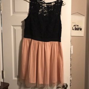 Black lace top pink tulle bottom dress